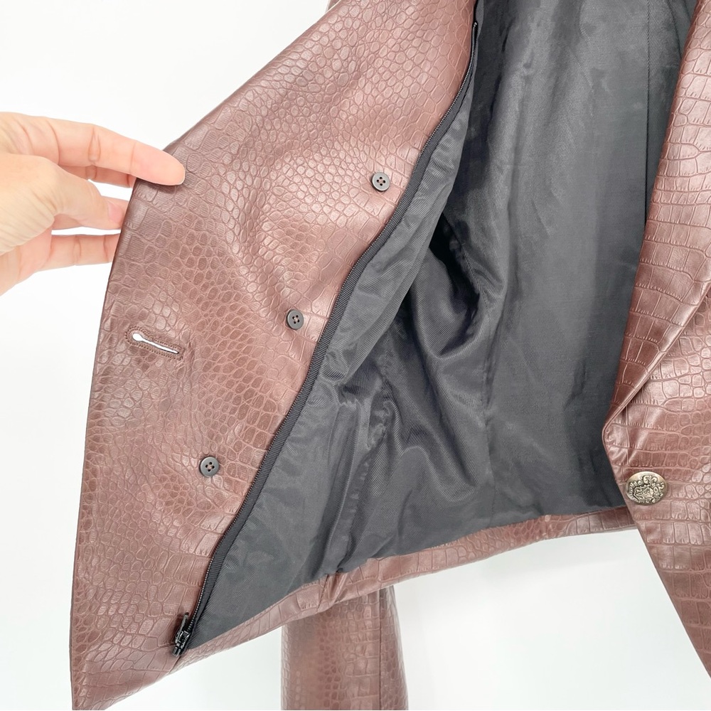 Veronica Beard Cooke Dickey Blazer in Brown Faux Crocodile Vegan Leather Size 2 - Picture 12 of 16